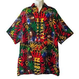 Bob Marley Marijuana Leaf Rasta 4:20 Jamaica Aloha Shirt Size 3XL (runs small)